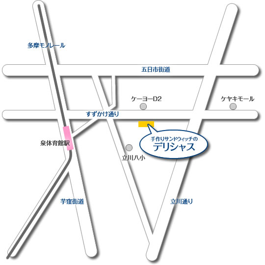 手作りサンドイッチのデリシャスの地図